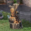 LuxenHome 21.9" H Bear and Honey Beehive Tree Resin Outdoor Fountain with Lights Brown - 2 of 4