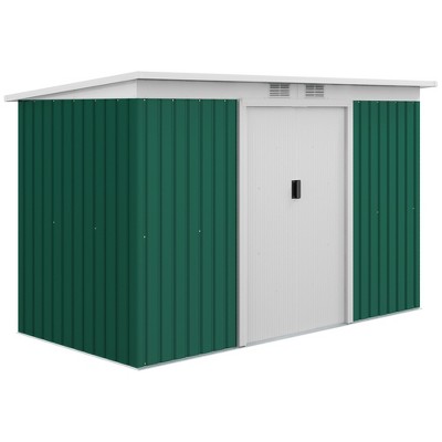 Outsunny Metal Garden Storage Shed Tool House with Sliding Door Spacious Layout & Durable Construction for Backyard, Patio, Lawn