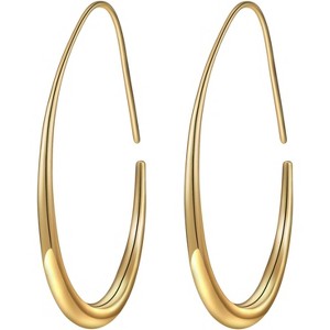 Lightweight Teardrop Hoop Earrings for Women - 14k Gold/White Gold Plated Large Oval Pull Through Hoop Earrings High - 1 of 4