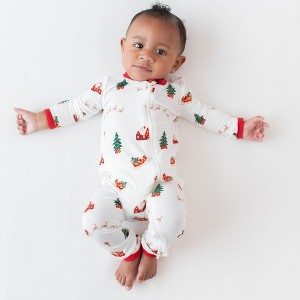 Kyte Baby Zippered Romper in Santa Sleigh - 1 of 4