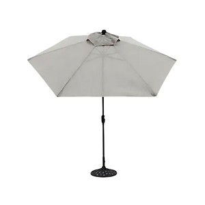 Four Seasons Courtyard 9 Foot Palermo Market Patio Umbrella Round Outdoor Backyard Shaded Canopy with Push Button Tilt and Aluminum Pole, Gray - 1 of 4