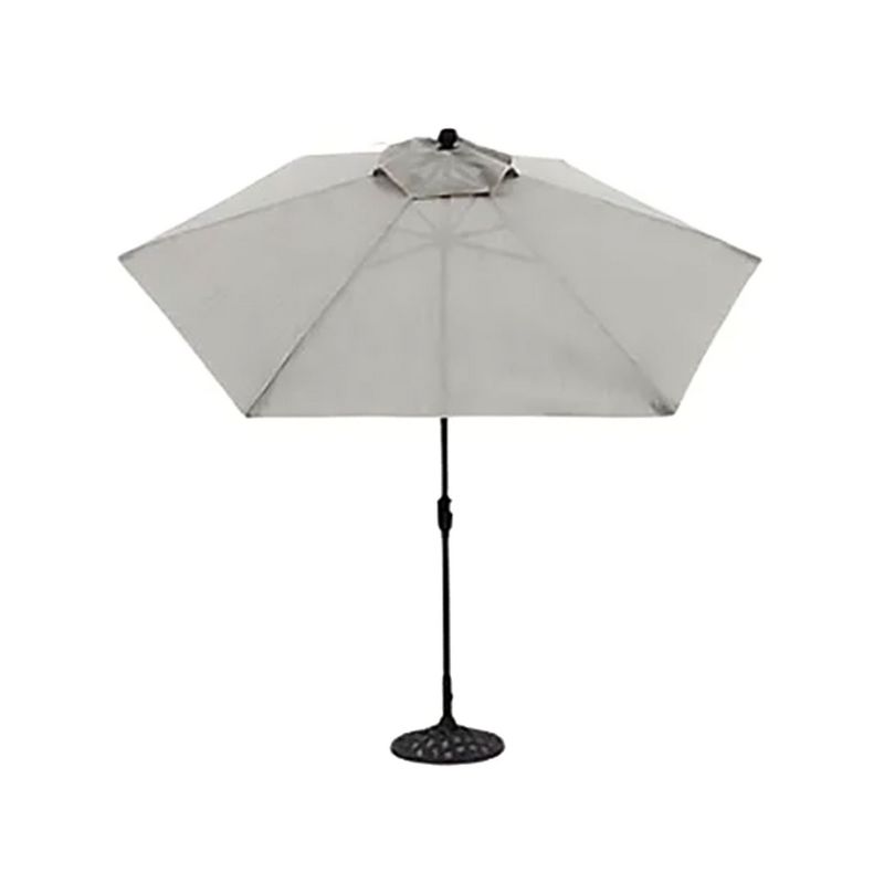 Four Seasons Courtyard 9 Foot Palermo Market Patio Umbrella Round Outdoor Backyard Shaded Canopy with Push Button Tilt and Aluminum Pole, Gray, 1 of 7