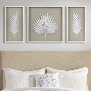 Gulches Elegant Framed Rice Paper Palm Leaves Shadowbox Set - 3-Piece Wall Decor - 1 of 4