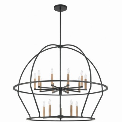 Abbott Black Steel 15-Light Farmhouse Chandelier