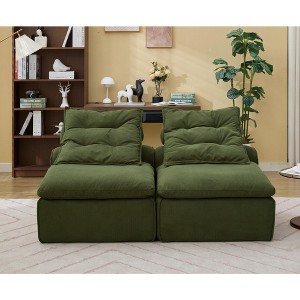 Airsurfer Black Modular Sofa, Soft Corduroy Fabric, Neck & Lumbar Pillows, 2-Seater Lounge Chair, for Reading or Living Room - 1 of 4