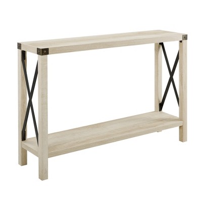 Sophie Rustic Industrial X Frame Entry Table White Oak - Saracina Home
