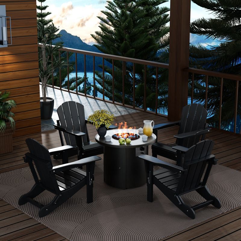 WestinTrends Outdoor Patio Folding Adirondack Chair With Round Fire Pit Table Sets, 2 of 3