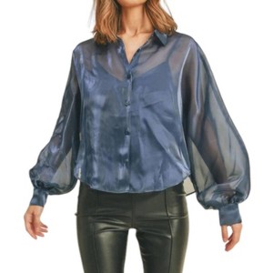 Women's Organza Button Down Shirt - &merci - 1 of 2