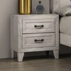 Vynxaria Contemporary 2-Drawer Nightstand - White Wash, Melamine/Paper Veneer, French Dovetail, Black Metal Bar Pulls, 1pc Bedroom Furniture - 3 of 4