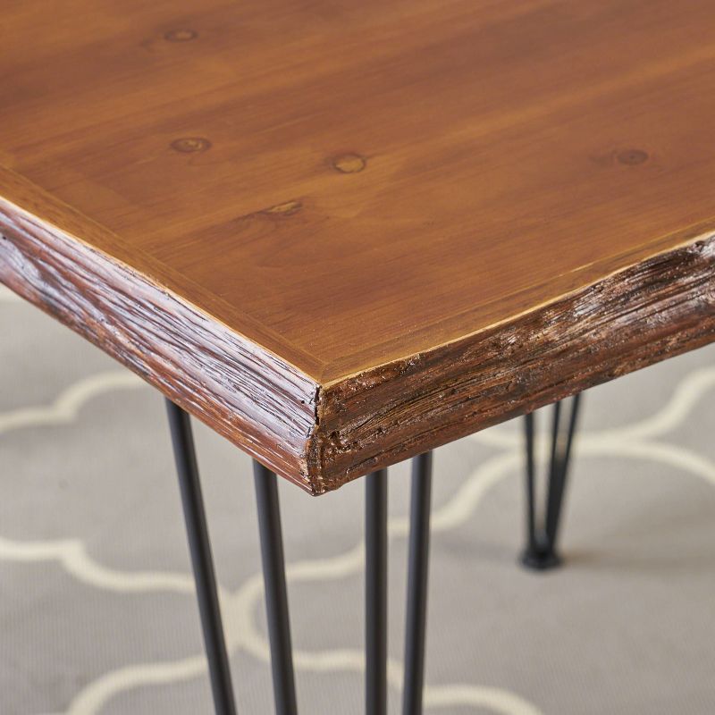 33.5" Chana Industrial Live Edge Square Dining Table Natural - Christopher Knight Home, 4 of 6