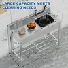 21"x20"x37" free-standing stainless steel sink with 360° rotating faucet, hot/cold water supply, and storage rack for kitchens and outdoor use. - 2 of 4