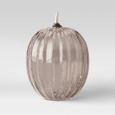 14.5" x 10" Decorative Seeded Glass Pumpkin with Removable Base Figurine Black - Threshold™
