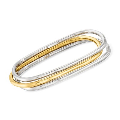 Ross-Simons Italian 2-Tone Sterling Silver Jewelry Set: 3 Square Bangle Bracelets Size 7.5