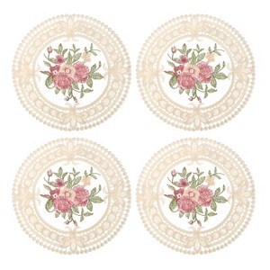Unique Bargains Polyester Floral Pattern Vintage Lace Absorbent Coasters - 1 of 4