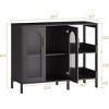 39.4" Modern Glass Arch Sideboard - Buffet Cabinet with Adjustable Shelves & Gold Handles for Entryway/Bathroom (Tempered Glass Doors) - 2 of 4