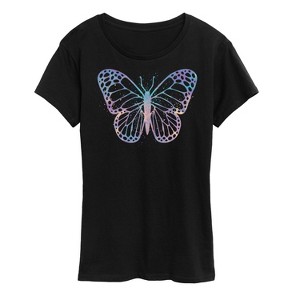 Women's - Instant Message - Watercolor Butterfly Short Sleeve Graphic T-Shirt - 1 of 4