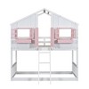 NicBex Twin over Twin Bunk Bed House Shape Wooden Bed Frame with Windows, Inclined Ladder and Full Length Guardrail, No Box Spring Required - 3 of 4