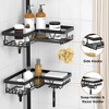 Aoibox Corner Shower Caddy Tension Pole Organizer - Adjustable Floor to Ceiling Shower Shelf with Hooks for Towels, Bath Accessories, Waterproof Black - 3 of 4