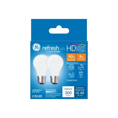 General Electric 2pk 40W CA Refresh Frost LED Light Bulb White