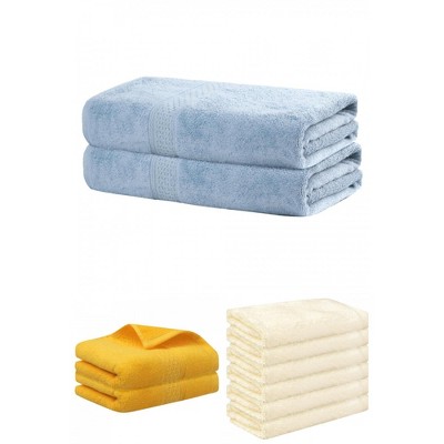 REGALWOVEN Absorbent Solid Bath Hand Face Cloths Cotton Towels 3 Piece Sets