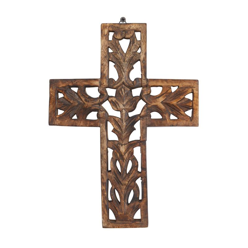12&#34; x 9&#34; Mango Wood Biblical Carved Cross Wall Decor Brown - Olivia &#38; May, 2 of 6