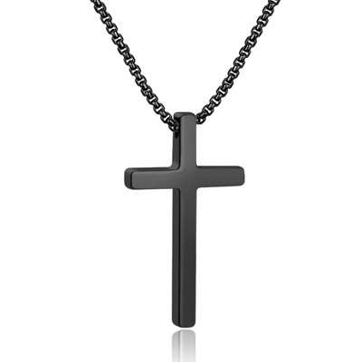 Turandoss Black Cross Necklace for Men Boys, Stainless Steel Cross Pendant Necklaces, Birthday Gifts for Men, Father, Boyfriend, Boys Fashion Stuff