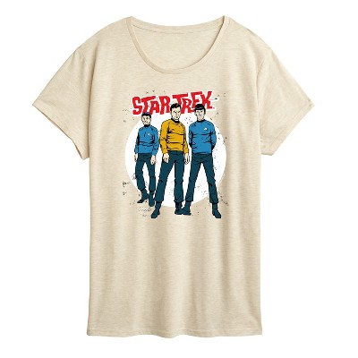 Women's - Star Trek - Galaxy Captain Kirk Spock Crew Short Sleeve Graphic T-Shirt