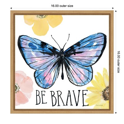 Beautiful Butterfly IV Blue and Mauve Canvas Print with Maple Frame