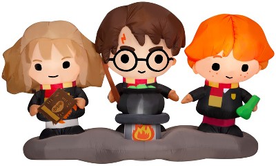 Harry Potter Airblown Inflatable Harry, Ron, and Hermione w/Cauldron Scene WB, 4.5 ft Tall, Black