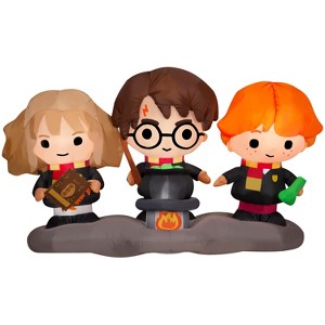 Harry Potter Airblown Inflatable Harry, Ron, and Hermione w/Cauldron Scene WB, 4.5 ft Tall, Black - 1 of 4