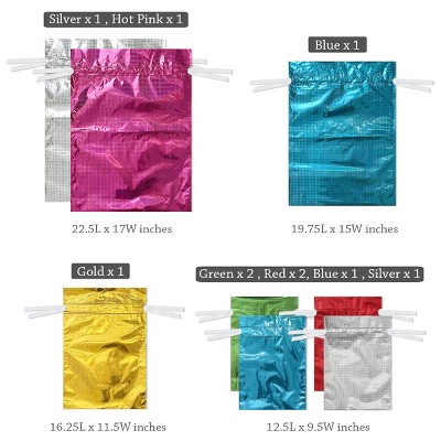 Vibrant Holographic Aluminum Foil Drawstring Gift Bags Set