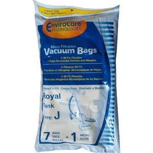 EnviroCare Replacement Micro Filtration Vacuum Cleaner Dust Bags for Royal Tank Type J 7 Pack and 1 Filter - 1 of 4