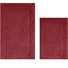 Home Mart Goods Red Solid Border Plush Soft Cozy 100% Polyester Bath Mat Set - 2 of 4