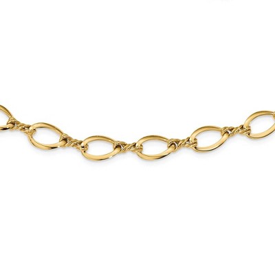 Black Bow Jewelry 8.25mm 14K Yellow or White Gold Fancy Open Link Chain Necklace, 18 In