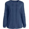 Lands' End Women's Lightweight Jersey Lace Mix Long Sleeve Pintuck Top - 3 of 4