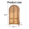 63" Arched Pantry Cabinet with Rattan Doors & Adjustable Shelves, Farmhouse Freestanding Storage Cabinet for Kitchen Living Room-3irtyhousy - 4 of 4