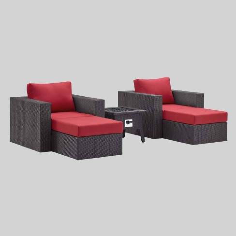 Convene 5pc Outdoor Patio Seating Set With Fire Pit Modway Target