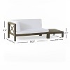 GDFStudio Keith Outdoor Acacia Wood Left Arm Loveseat and Coffee Table Set with Cushion - 3 of 4