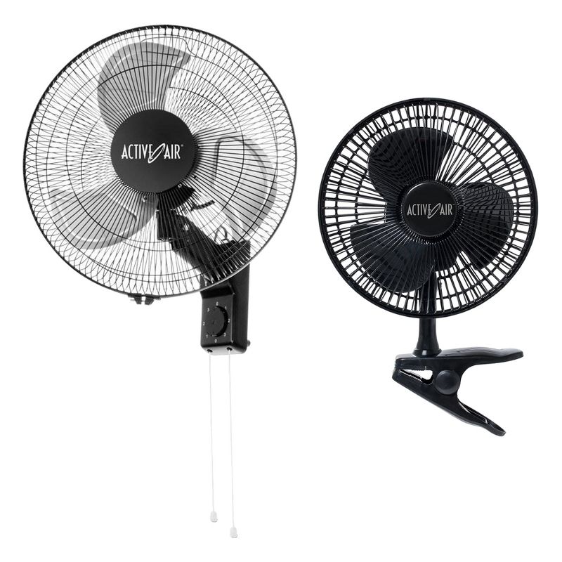 Hydrofarm 16-Inch 3-Speed Metal Wall Mountable Oscillating Tilt Fan  and Active Air 8-Inc Clip-On 7.5W Brushless Motor Hydroponic Garden Grow Fan, 1 of 7