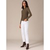 INSPIRE CHIC Women's Asymmetrical Collar Long Sleeves Basic Tops - 3 of 4