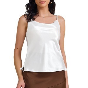 INSPIRE CHIC Women's Satin Cowl Neck Sleeveless Spaghetti Strap Summer Camisole - 1 of 4