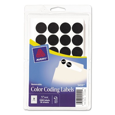 Avery Handwrite Only Removable Round Color-Coding Labels 3/4" dia Black 1008/Pack 05459