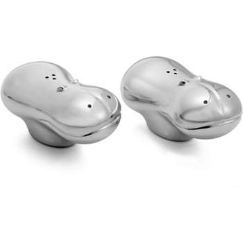 Nambe Savanna Hippo Alloy Metal Salt & Pepper Shakers, Set of 2 for Home Décor, Designed by Neil Cohen,3" L x 3" W x 1.5" H