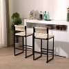 MAYEERTY Creamy White Paper Rope Woven Bar Stools Set of 2 - Handwoven Counter Stools with Footrest for Kitchen Island & Dining Room - 2 of 4