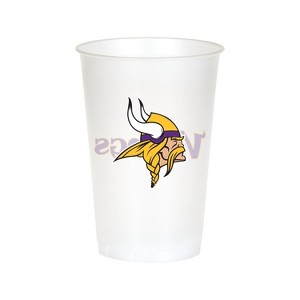 20oz 24ct Minnesota Vikings Football Reusable Cups: NFL Plastic Drinkware, Team Logo, Super Bowl, Clear, 5" Height - 1 of 3