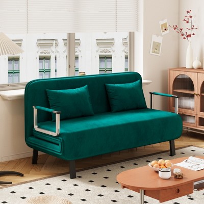 Convertible Sofa Bed Chair,Tri-Fold Sofa Sleeper,Adjustable Backrest & Pillow,Velvet Comfy Loveseat Sleeper,for Apartments,Study Room,Office
