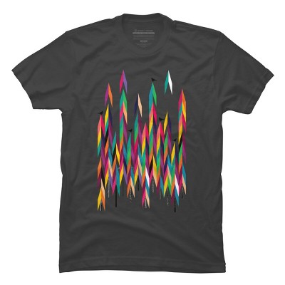 Men's Design By Humans Abstract Color Rainbow Tree Forest By Kakel T-Shirt