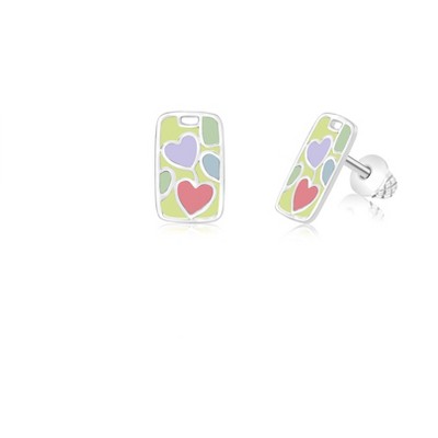 Chanteur Hypoallergenic Kids Jewelry Accessories Hearts Enamel White Gold Palladium Plating Stud Earrings Surgical Titanium Posts