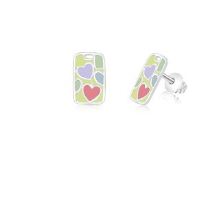 Chanteur Hypoallergenic Kids Jewelry Accessories Hearts Enamel White Gold Palladium Plating Stud Earrings Surgical Titanium Posts - 1 of 1