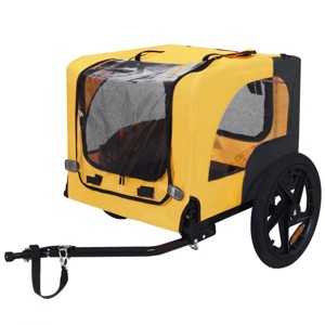 Yukimo - 27"H  Small/Medium Dog Bike Trailer - Easy Folding Cart Frame - Quick Release Wheels - Non-Slip Floor - Internal Leash - 1 of 4